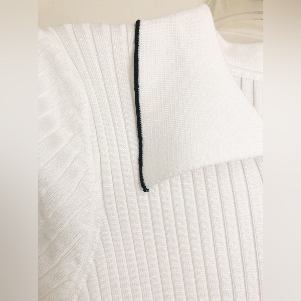 White Ribbed Maxi Dress with Buttons - Picture 11 of 16